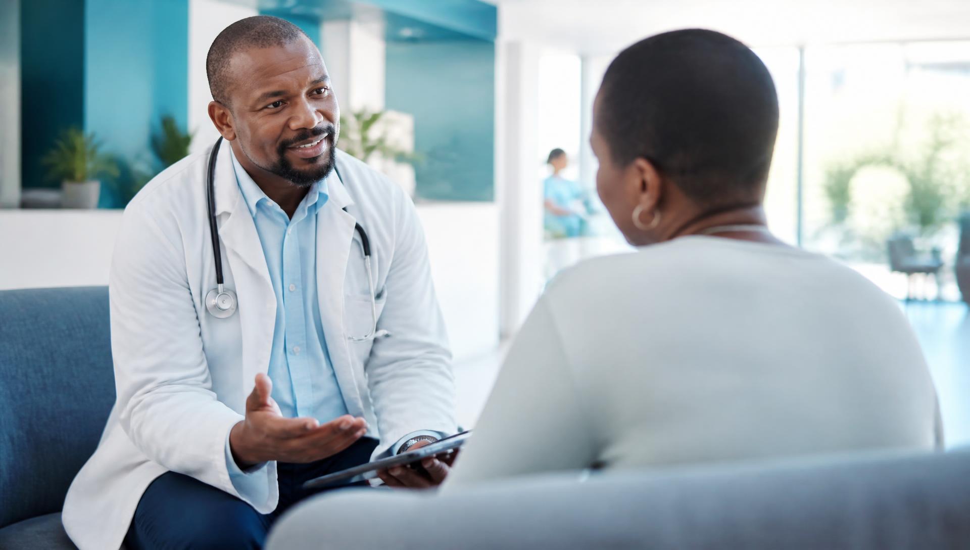 Doctor consulting a patient in a modern clinic